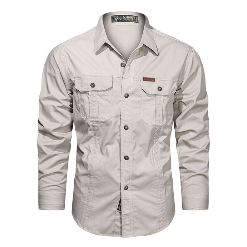 Men’s Grey-Khaki Outdoor Utility Long Sleeve Shirt