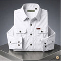 Men's Matte White  Long-Sleeve Outdoor Shirt