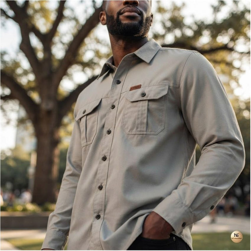 Men’s Grey Outdoor Utility Premium Long Sleeve Shirt