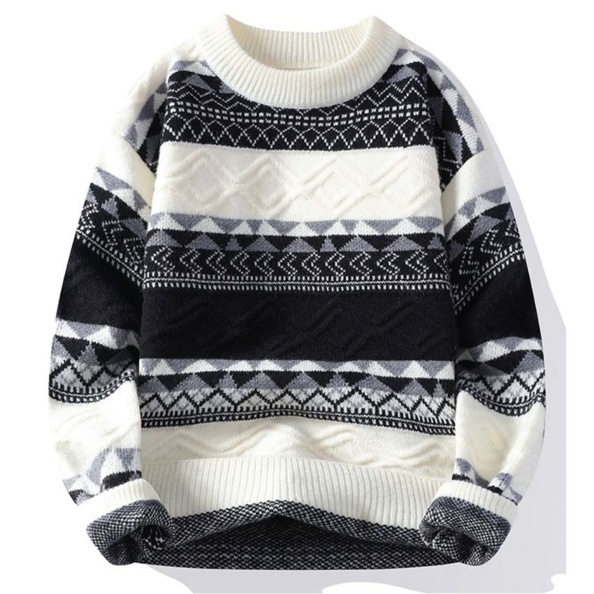 Casual Men’s Long-Sleeved Knitted Sweater Black