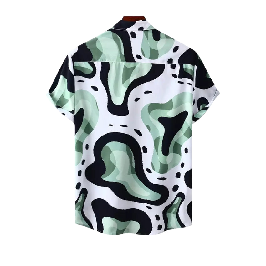 Men’s 4-Way Stretch Short Sleeve Abstract Print Shirt - Noriastylez