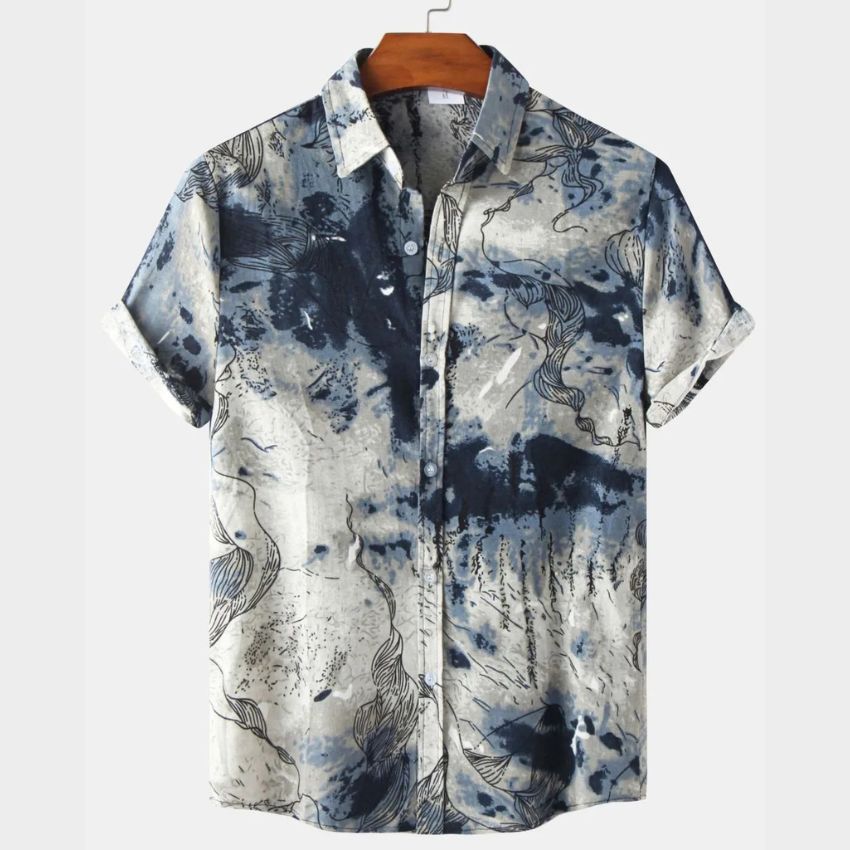 Men’s Casual Short-Sleeved Printed Shirt - Noriastylez