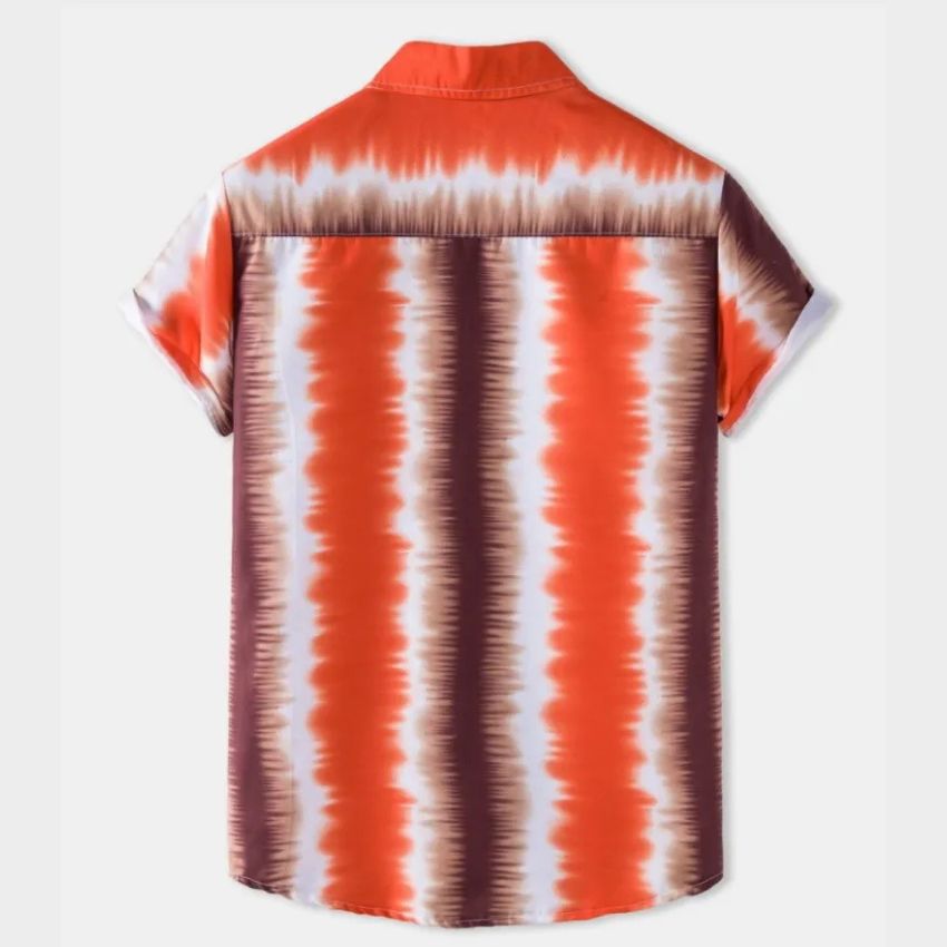 Men’s Striped Printed Short-Sleeved Shirt - Noriastylez