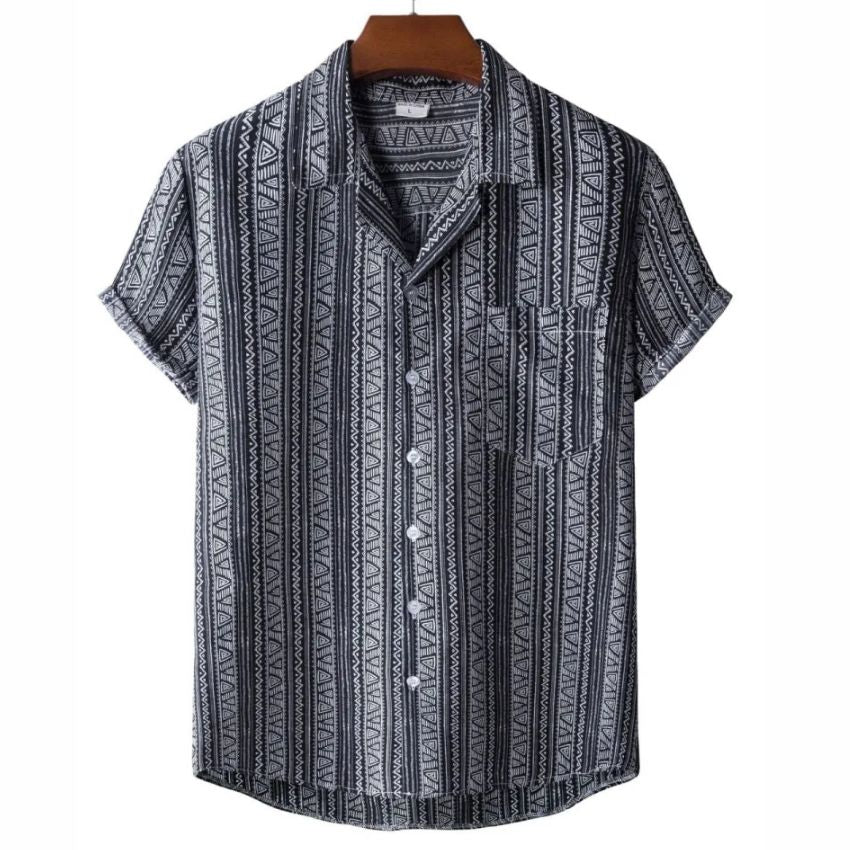 Men’s Ethnic Printed Short Sleeve Shirt - Noriastylez