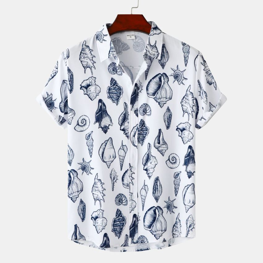 Men's Casual Seashell Print Hawaiian Shirt - Noriastylez
