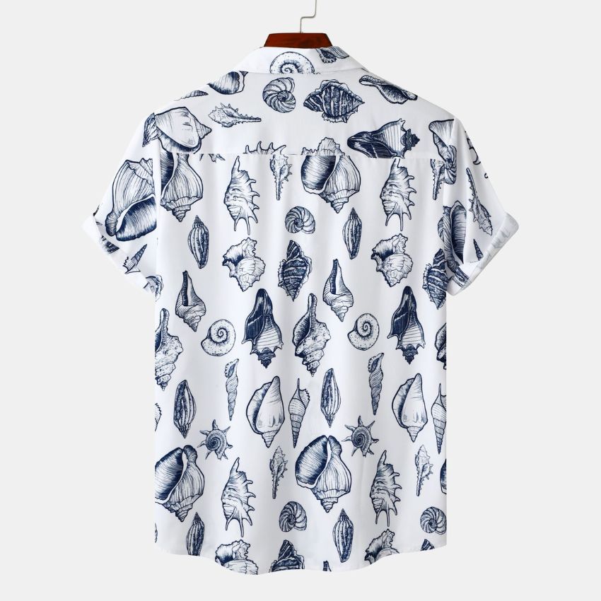 Men's Casual Seashell Print Hawaiian Shirt - Noriastylez