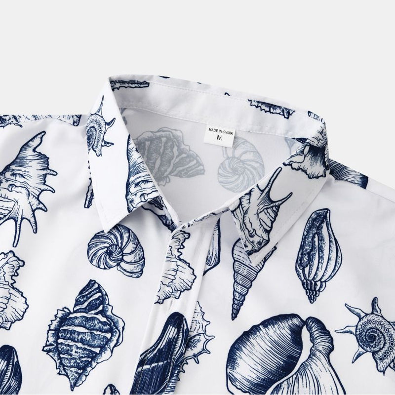 Men's Casual Seashell Print Hawaiian Shirt - Noriastylez