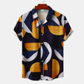 Men's Abstract Geometric Print Casual Short Sleeve Shirt - Noriastylez