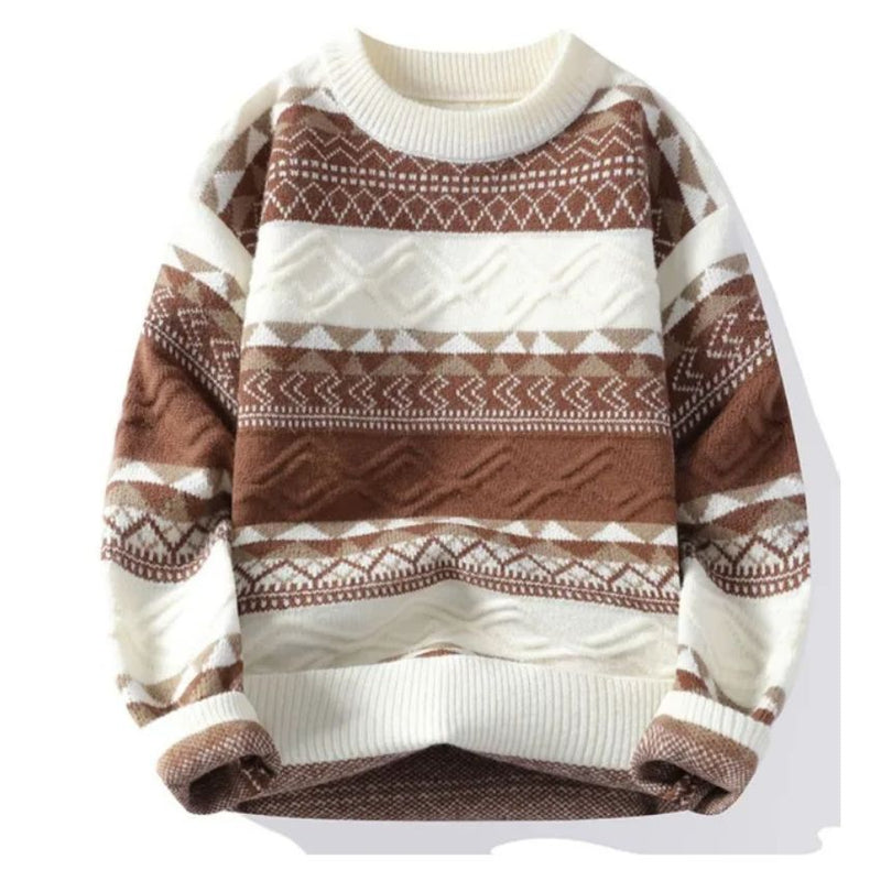Casual Men’s Long-Sleeved Knitted Sweater Brown