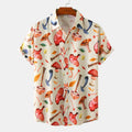New Men's Colorful Mushroom & Nature Print Short Sleeve Shirt C191