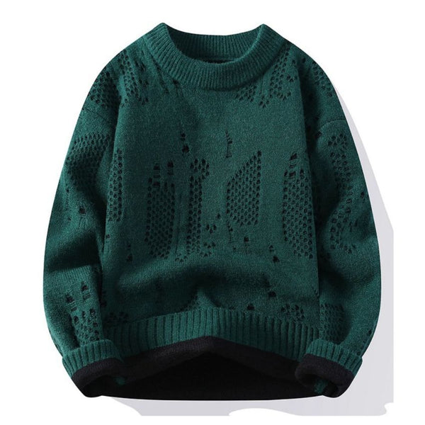 Elegant Textured Knit Sweater Green