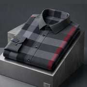 Men’s Premium Charcoal Plaid Long Sleeves Designer Burberry Shirt