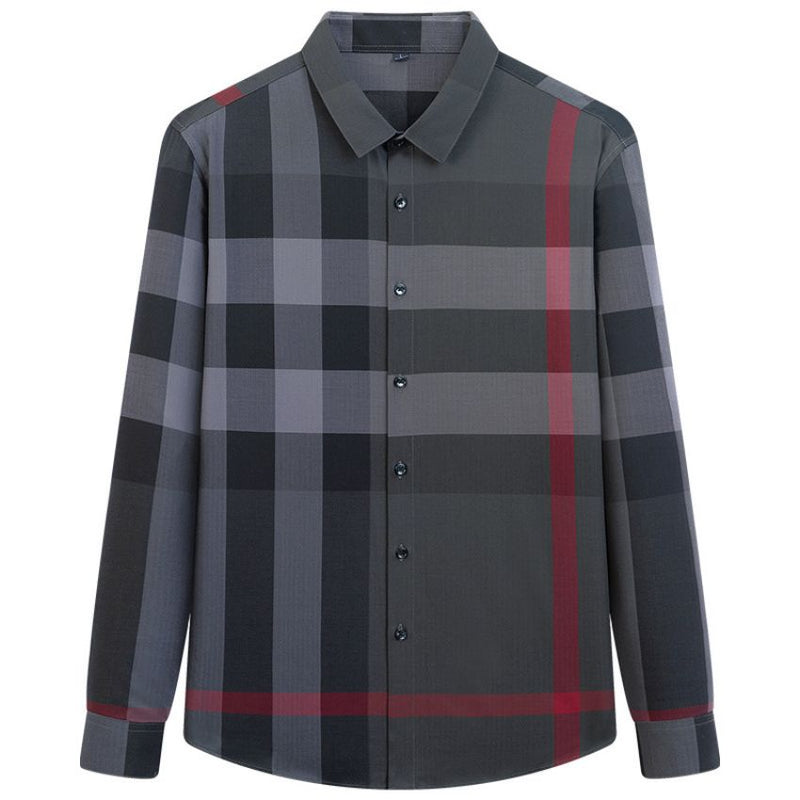 Men’s Premium Charcoal Plaid Long Sleeves Designer Burberry Shirt