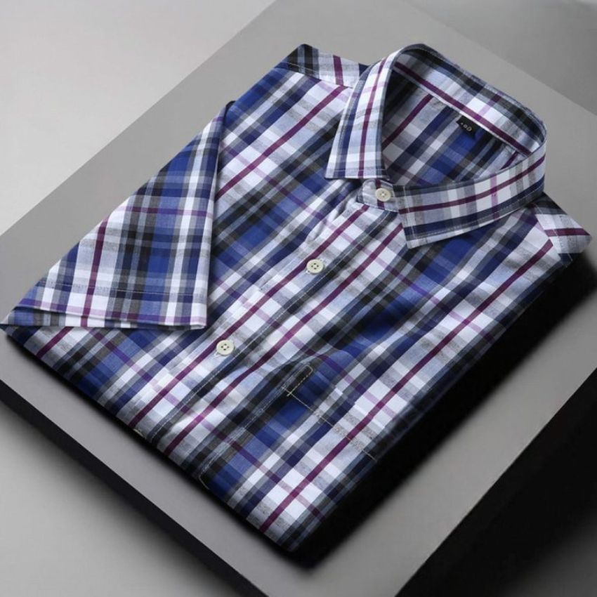 Men’s Classic Crisp Spread Collar with Lightweight Fabric Shirt Deep Blue