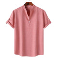 Men’s Solid Color Collar Short-Sleeved Shirt Red