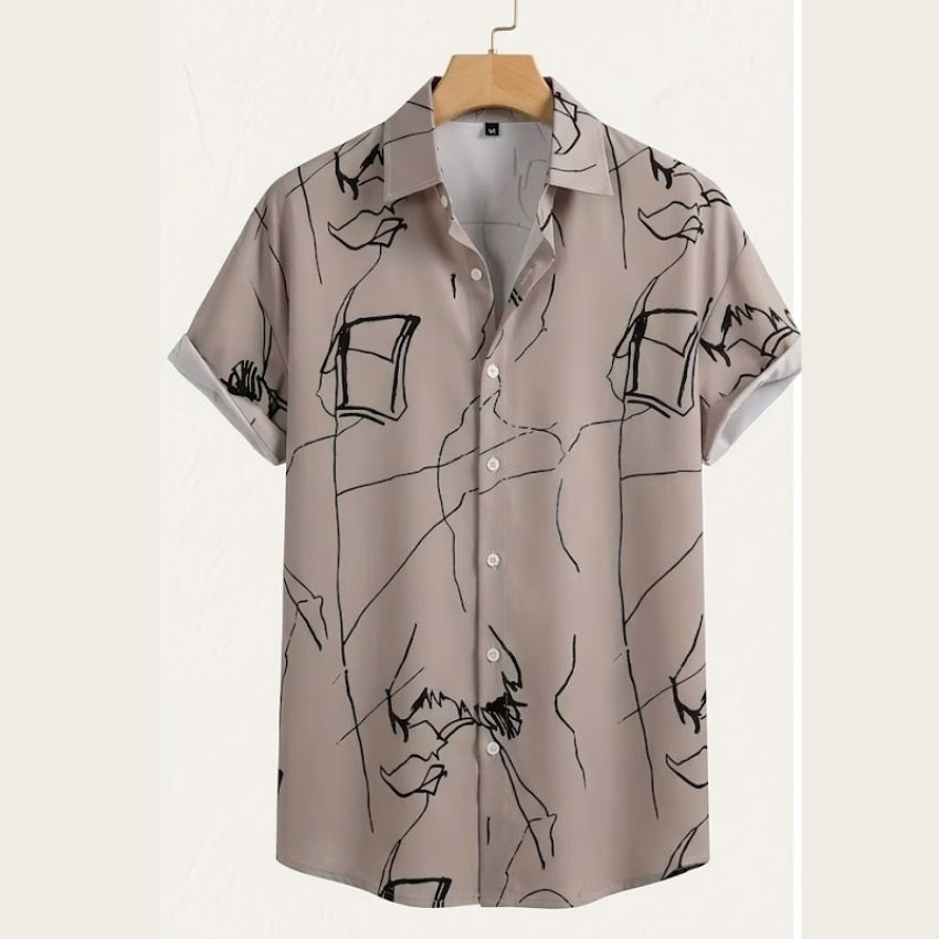 Geometric Style - Men'S New Fashionable Casual Short-Sleeve Shirt