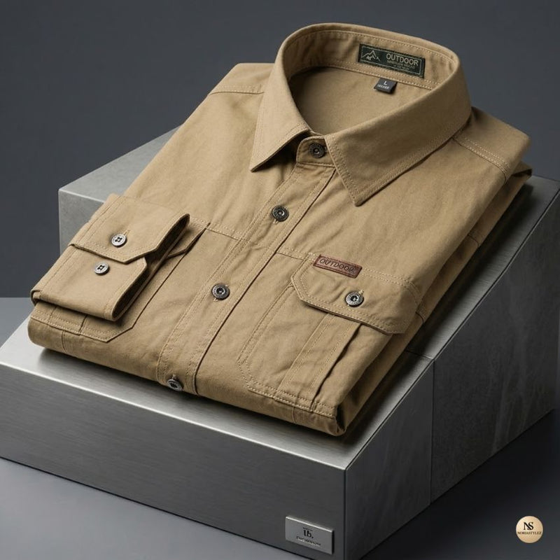 Men’s Grey Outdoor Utility Premium Long Sleeve Shirt