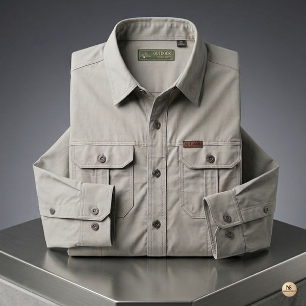 Men’s Grey-Khaki Outdoor Utility Long Sleeve Shirt