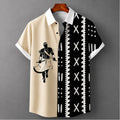 Men's Black & Cream African Print Short Sleeve Shirt