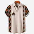 Men's Cream Aztec Print Short Sleeve Shirt