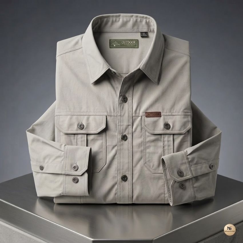 Men’s Grey Outdoor Utility Premium Long Sleeve Shirt