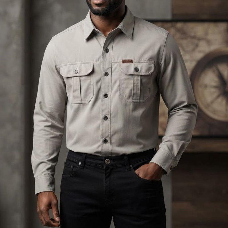 Men’s Grey Outdoor Utility Premium Long Sleeve Shirt