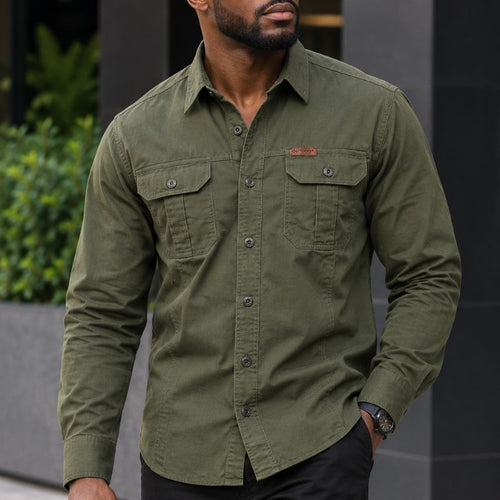 Men's Premium Green Long-Sleeve Outdoor Shirt