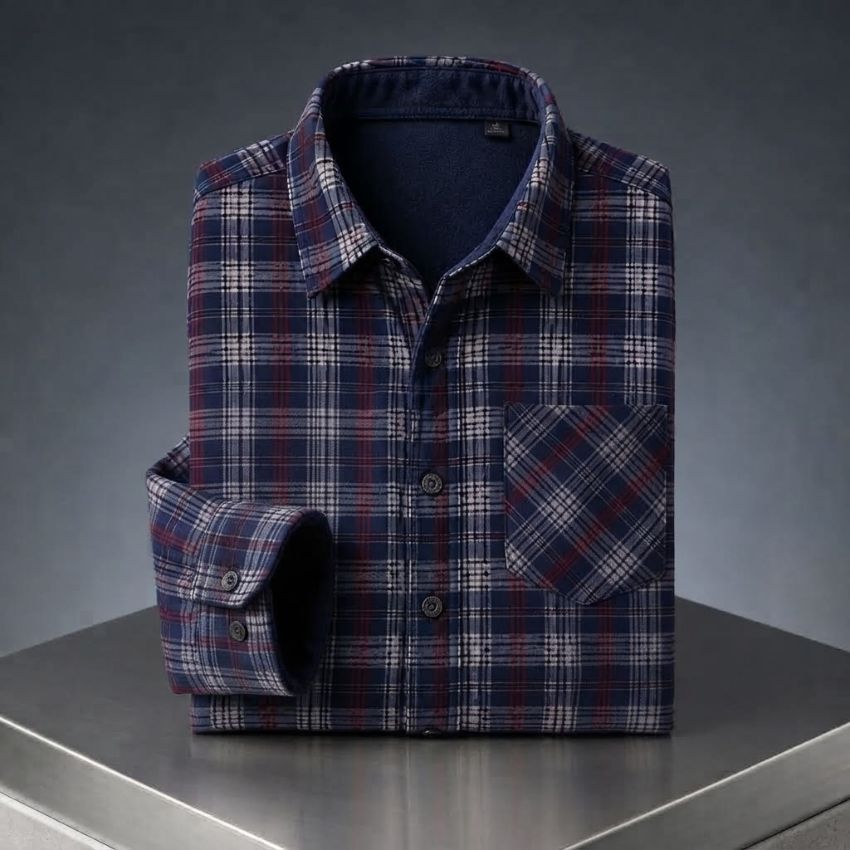 Men’s Premium Thermal-Lined Plaid Field Stillwater Shirt - Dark Purple