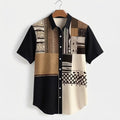 Modern Polyester Patchwork Print Short-Sleeve Casual Shirt