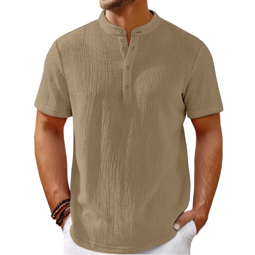 Khaki Retro Cotton and Linen Striped Shirt Casual Loose Shirt (Copy) - Noriastylez