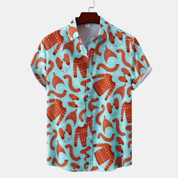 Men’s Casual Floral Print Short-Sleeve Button-Down Shirt – Digital Printed Shirt