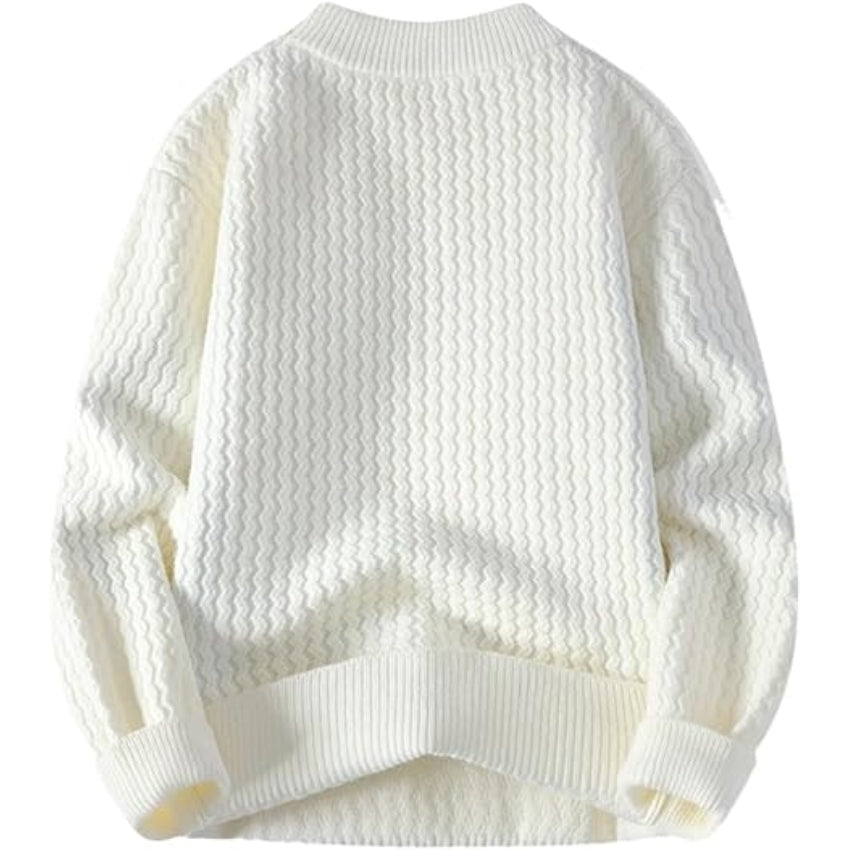White Casual Turtleneck Thick Warm Sweater - Noriastylez