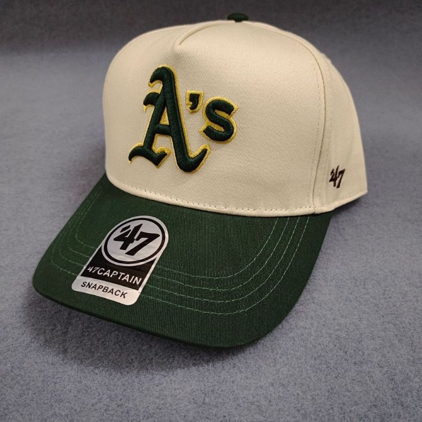 Men’s Fashion 47Brand Hard Top Letter Duckbill Baseball Cap Green/yellow edge