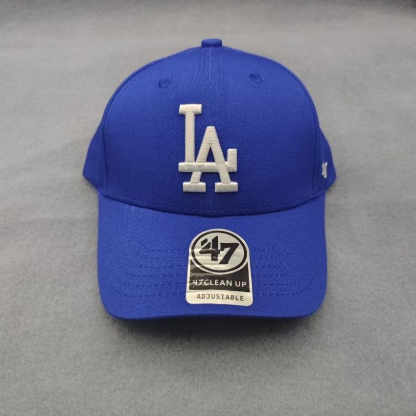 Men’s LA Fashion 47Brand Hard Top Letter Duckbill Baseball Cap Blue/White Label LA