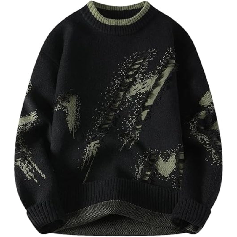 Black Hole Decoration Style Knitted Sweater - Noriastylez