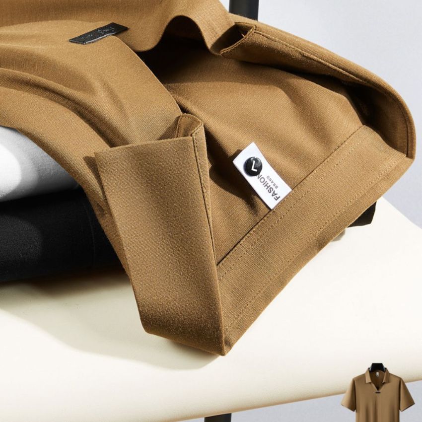 Men’s Seamless Glue Short-Sleeved Men’s Polo T-shirt Off-White