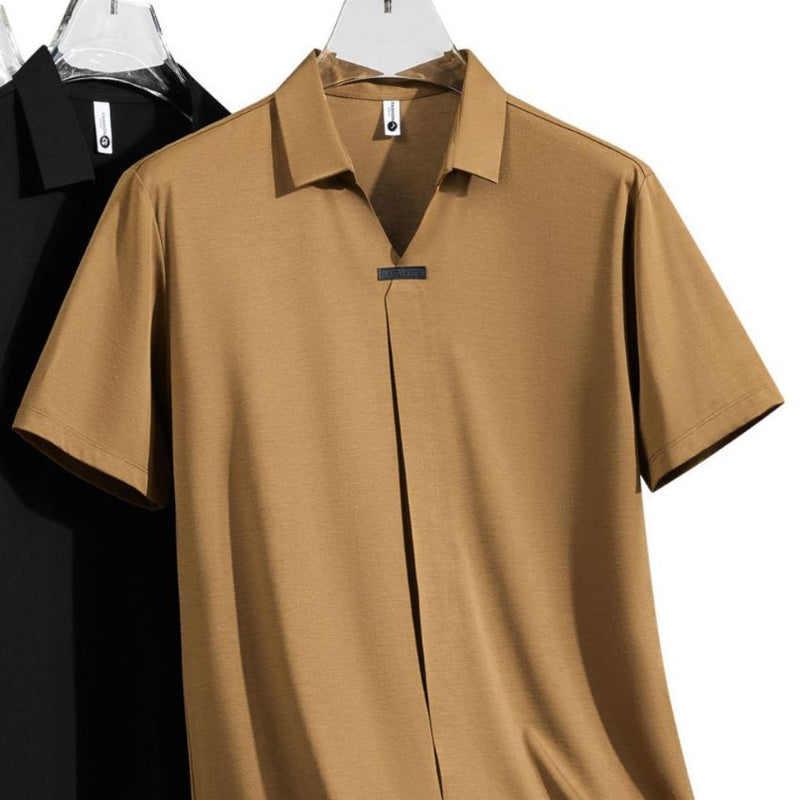 Men’s Seamless Glue Short-Sleeved Men’s Polo T-shirt Brown