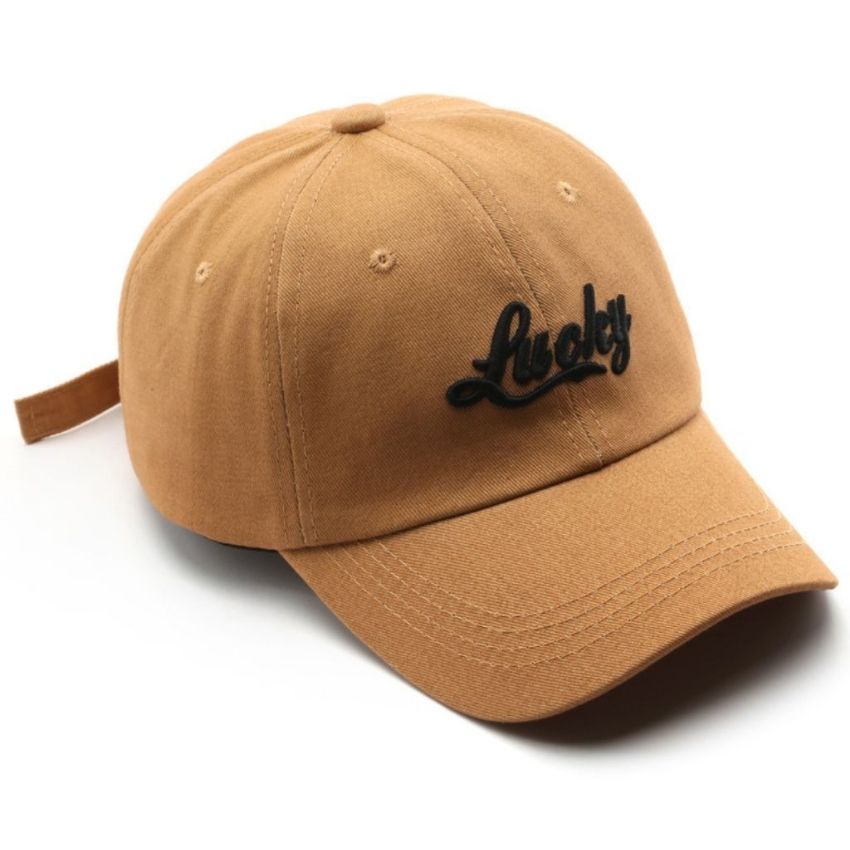 Men’s Letter Embroidered Bend Eaves Baseball Caps Beige
