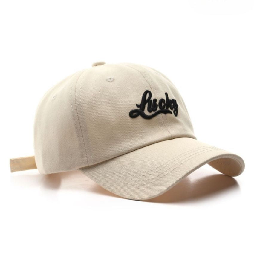 Men’s Letter Embroidered Bend Eaves Baseball Caps Beige