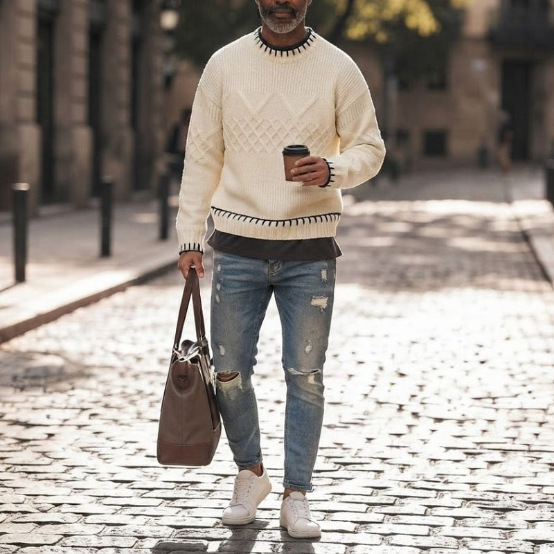 Cozy Ribbed Knit Sweater White