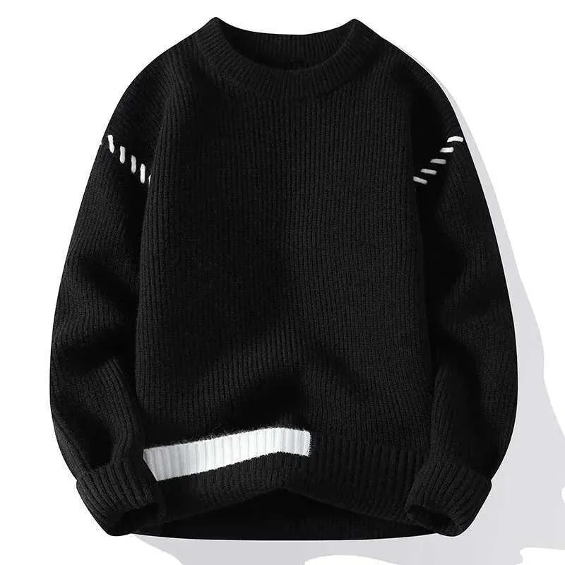 Warm Casual Loose Knit Sweater - Black