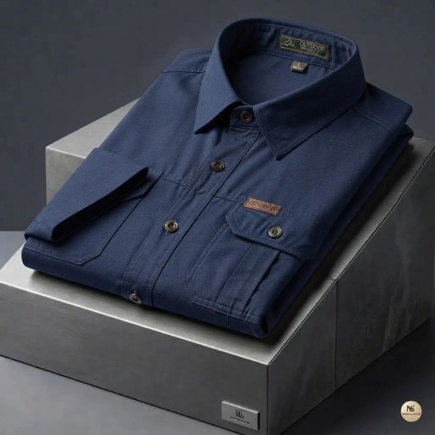 Men's Navy Blue Short-Sleeve Outdoor Shirt