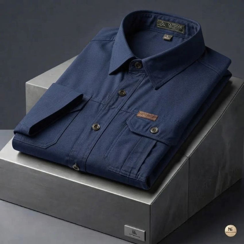 Men's Navy Blue Short-Sleeve Outdoor Shirt
